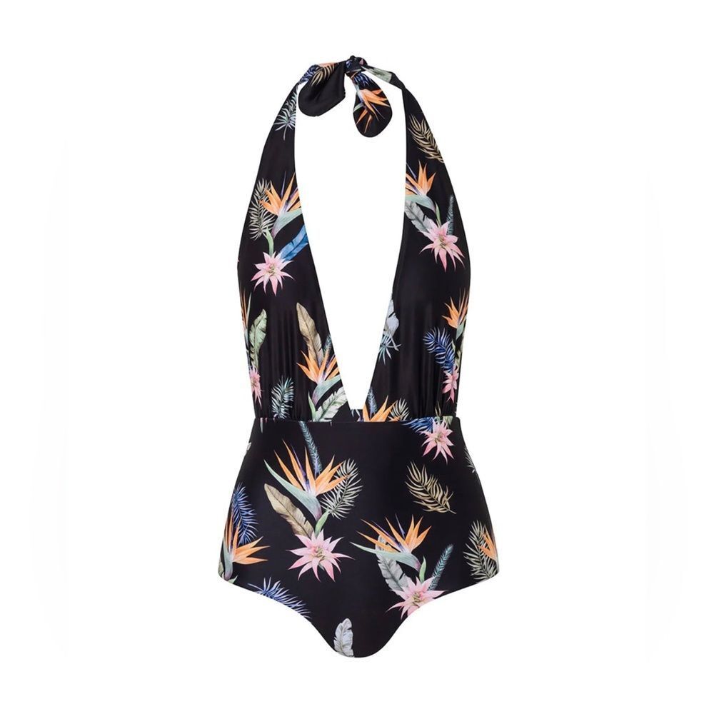 Verdelimon x Sandra Weil Nara Plunge Tropical One Piece Swimsuit Size L